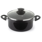 Panela Caçarola Preta 3,5 Litros Tampa Vidro Cozinha Fogão