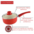 Panela Com Revestimento Cerâmico 18cm 2,0mm Vermelha Class Ho