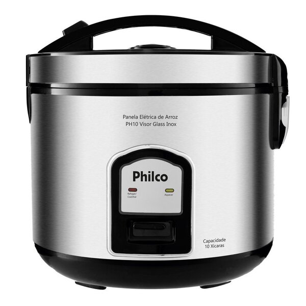 Panela De Arroz Philco Visor Glass Inox, 10 Xícaras De Arroz,