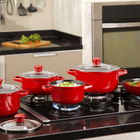 Panela De Cerâmica, Jogo Com 5 Panelas Vermelha Ceraflame