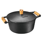 Panela De Ferro Fundido Cabo De Madeira 4 Litros