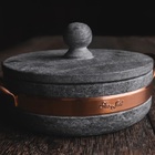 Panela De Pedra Sabão Baixa Com Alça De Cobre 1700ml