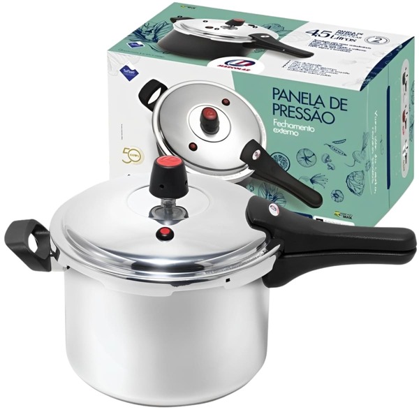 Panela De Pressão 4,5 Litros Antiaderente Fechamento Externo