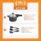 Panela De Pressão 4,5l Alumínio Antiaderente Grafite + 3 Uten