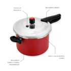 Panela De Pressão 4,5l Antiaderente Fechamento Externo Cereja