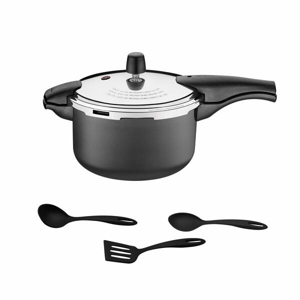 Panela De Pressão 6l Alumínio Antiaderente Grafite + 3 Utensí