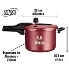 Panela De Pressão Antiaderente Com Visor 4.5 L Mta Cereja