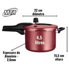 Panela De Pressão Antiaderente Com Visor 4.5 L Mta Cereja