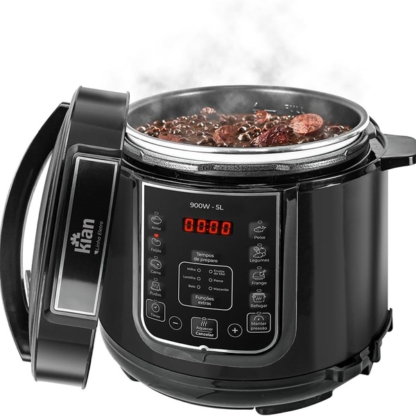 Panela De Pressão Elétrica 127v 5 Litros Preto Ppe-101