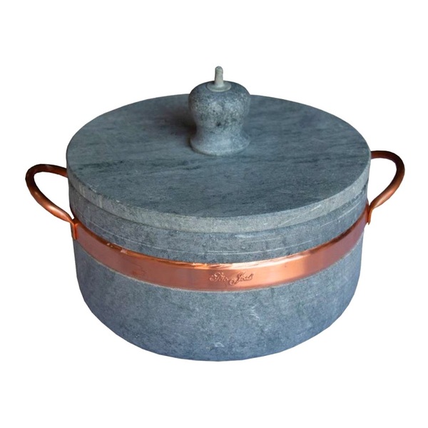 Panela De Pressão Em Pedra Sabão Com Alça De Cobre 3 6 Ltrs