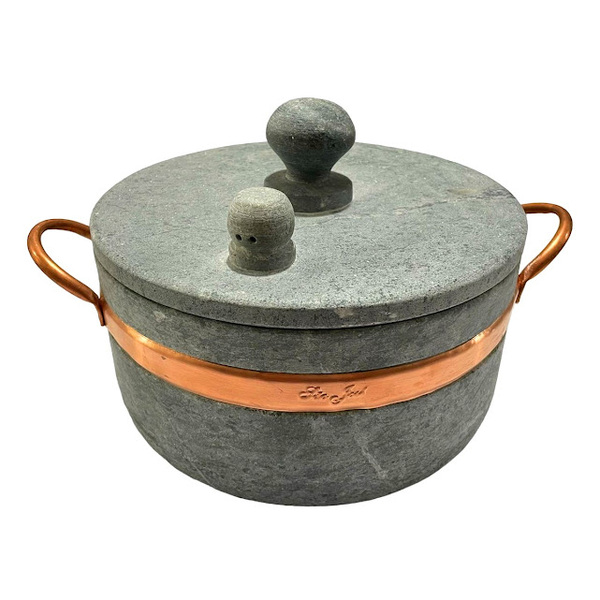 Panela De Pressão Pedra Sabão Alça De Cobre Com Pino 3 6 L