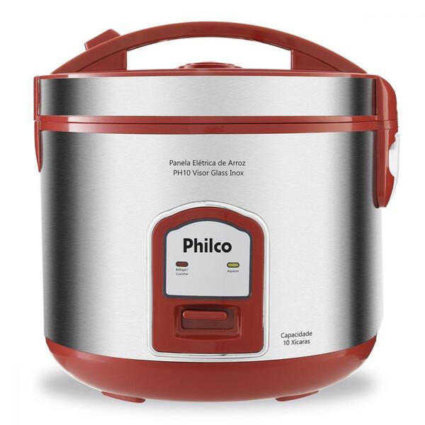 Panela Elétrica De Arroz Com Visor Glass Inox Philco 220v
