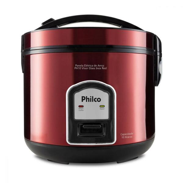 Panela Elétrica De Arroz Philco Visor Glass Inox Red 127v