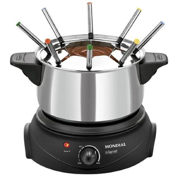 Panela Elétrica Fondue Mondial Le Gourmet Ii Preta E Prata Fd
