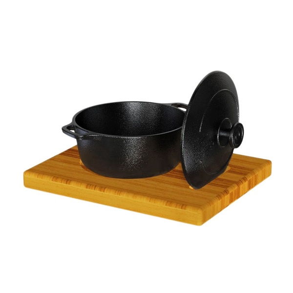 Panela Em Ferro Porção Bar Restaurante E Aparador Madeira