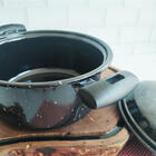 Panela Esmaltada Preta Com Tampa  Bojuda Caçarola 3,2l  Com A