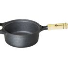 Panela Ferro Fundido Tampa Ferro Cabo Madeira Santana 2 Lt