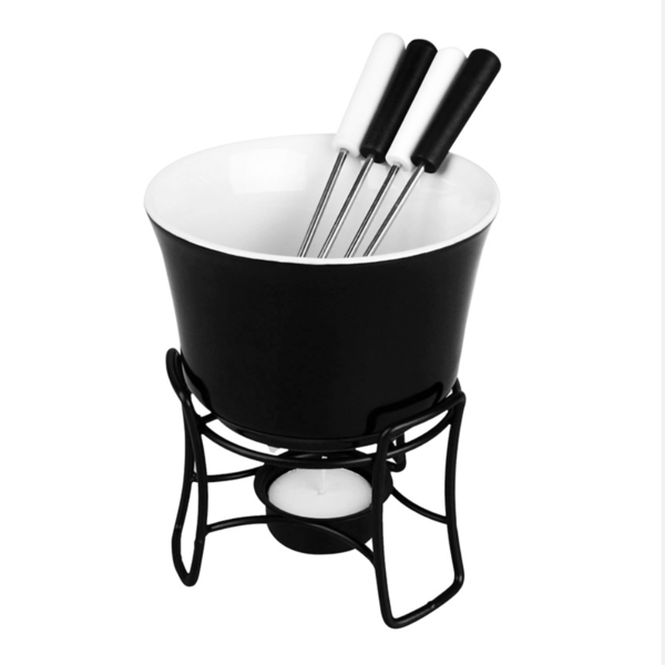 Panela Fondue Cerâmica Chocolate Queijo Zermatt 6 Peças