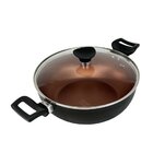 Panela Frigideira Caçarola Tampa De Vidro Wok 24 Cm Antiadere