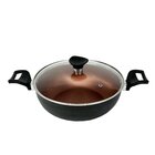 Panela Frigideira Caçarola Tampa De Vidro Wok 24 Cm Antiadere
