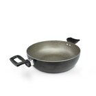 Panela Frigideira Caçarola Tampa De Vidro Wok 24 Cm Antiadere