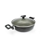 Panela Frigideira Caçarola Tampa De Vidro Wok 24 Cm Antiadere