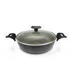 Panela Frigideira Caçarola Tampa De Vidro Wok 24 Cm Antiadere