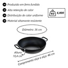 Panela Frigideira Wok 2 Alças Ferro Fundido 36cm Sem Tampa