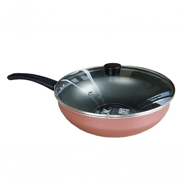 Panela Frigideira Wok Com Tampa Antiaderente Rose 28cm Mta