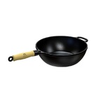 Panela Frigideira Wok Em Ferro Fundido Com Tampa Vidro 28 Cm