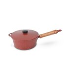 Panela Fundida Alumínio Batido 5 Peças Cabo De Madeira Tampa