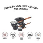 Panela Fundida Alumínio Batido 5 Peças Cabo De Madeira Tampa