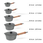 Panela Fundida Alumínio Batido 5 Peças Cabo De Madeira Tampa