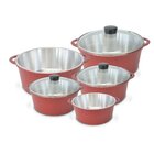 Panela Fundida Alumínio Batido Caçarolas 5 Peças Tampa De Vid