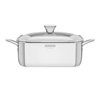 Panela Grano Quadrada 4 Litros Em Aço Inox Tampa De Vidro