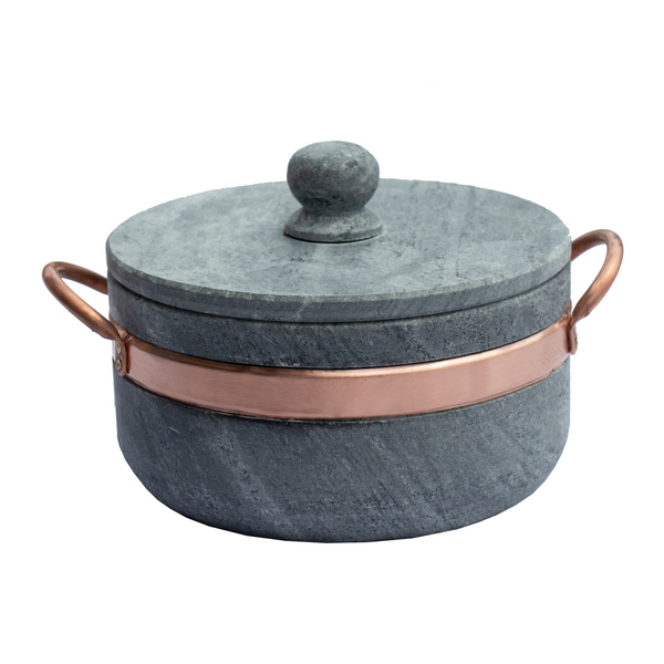 Panela Pedra Sabão Com Alças De Cobre Grande 22cm - Wp Connect