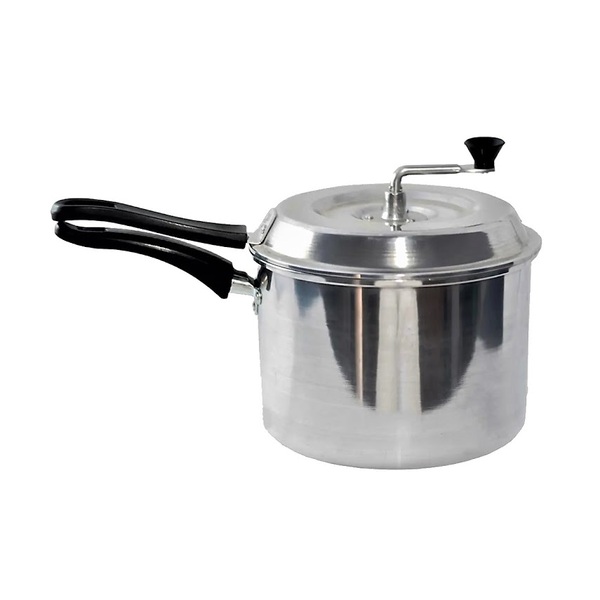 Panela Pipoqueira Em Alumínio Polido Tampa Manivela 20cm