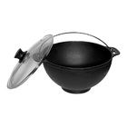 Panela Polenteira De Ferro Fundido Com Tampa Vidro 26cm 5l