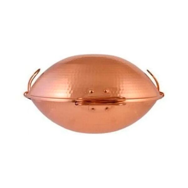Panela Portuguesa Cataplana De Cobre Martelada 5 Litros