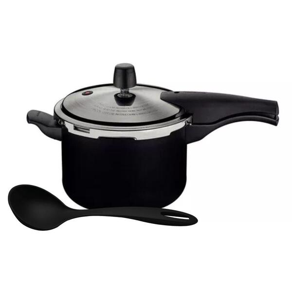 Panela Pressão Antiaderente 4,5l Preto Com Concha Tramontina