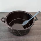 Panela Preta Grande Caçarola Esmaltada 10 L Tampa De Vidro