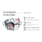 Panela Solar Em Aco Inox Fundo Triplo Com Tampa E Cabo 16 Cm