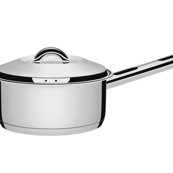 Panela Solar Em Aco Inox Fundo Triplo Com Tampa E Cabo 20 Cm