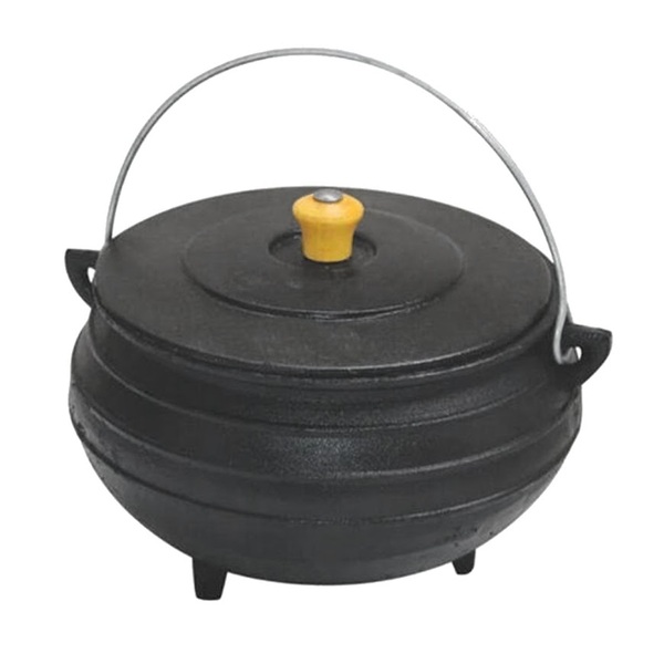 Panela Tripé De Ferro Fundido Com Tampa - Capacidade 6 Lt