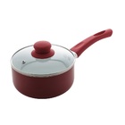 Panela Vermelha 16cm Revestimento Cerâmico Com Tampa