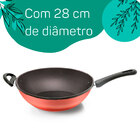 Panela Wok Antiaderente 28 Cm 4,5 Litros Grená E Cinza Criati