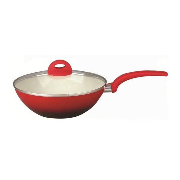 Panela Wok Em Cerâmica Com Alça 28cm Vermelha 715 Class Home