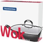 Panela Wok Mônaco Com Tampa De Vidro Preta 32 Cm Tramontina