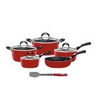 Panelas Mônaco Alumínio Antiaderente Vermelho E Espátula De S