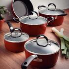 Panelas Mônaco Alumínio Antiaderente Vermelho E Espátula De S